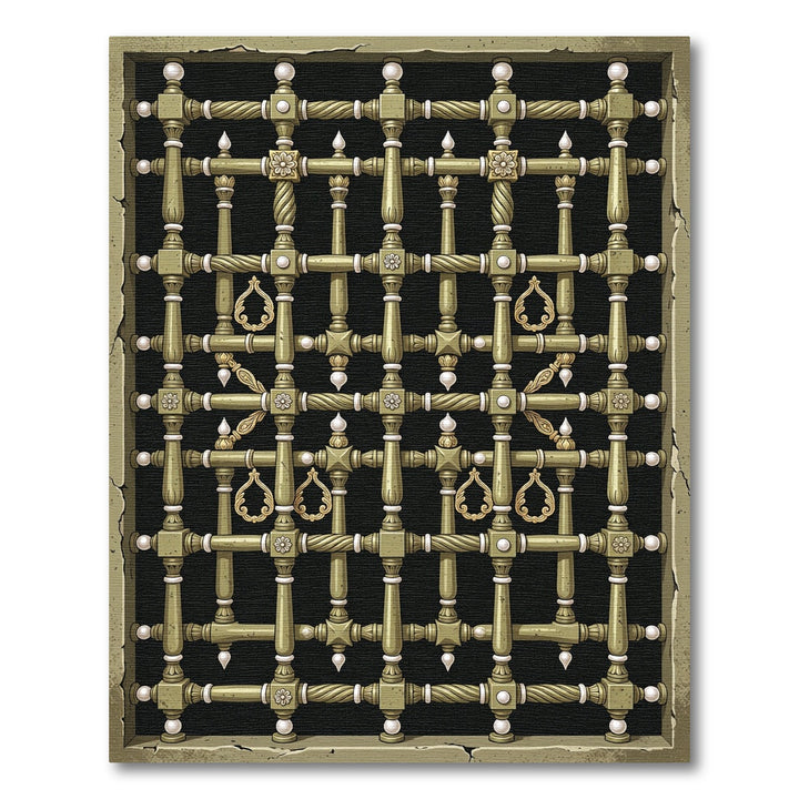 Ornate Golden Green Ornate Lattice Rug