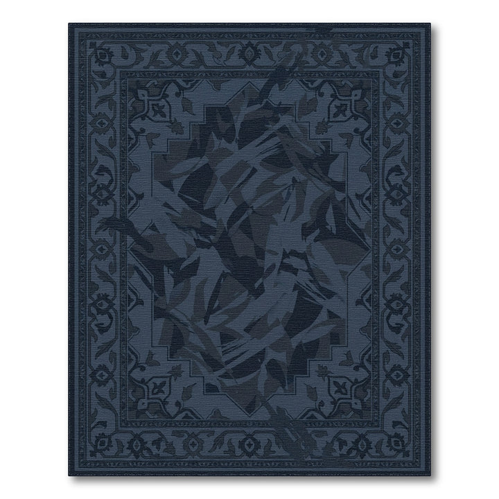 Deep Blue Ink Wash Medallion Rug