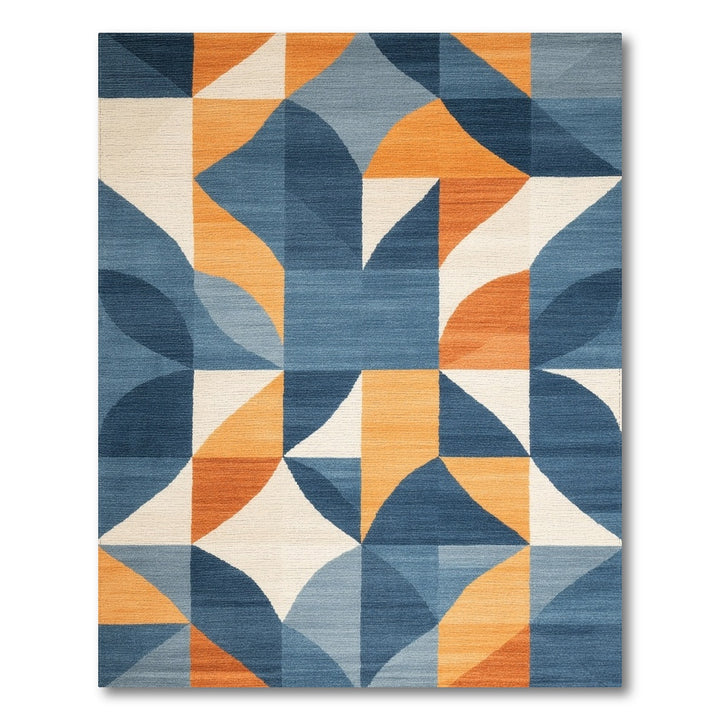 Blue Geometric Modern Area Rug