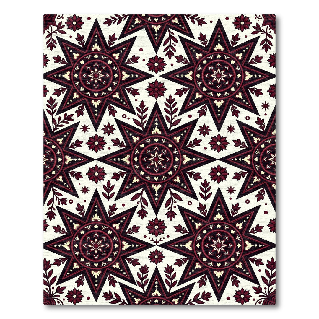 Crimson Medallion Star Garden Rug