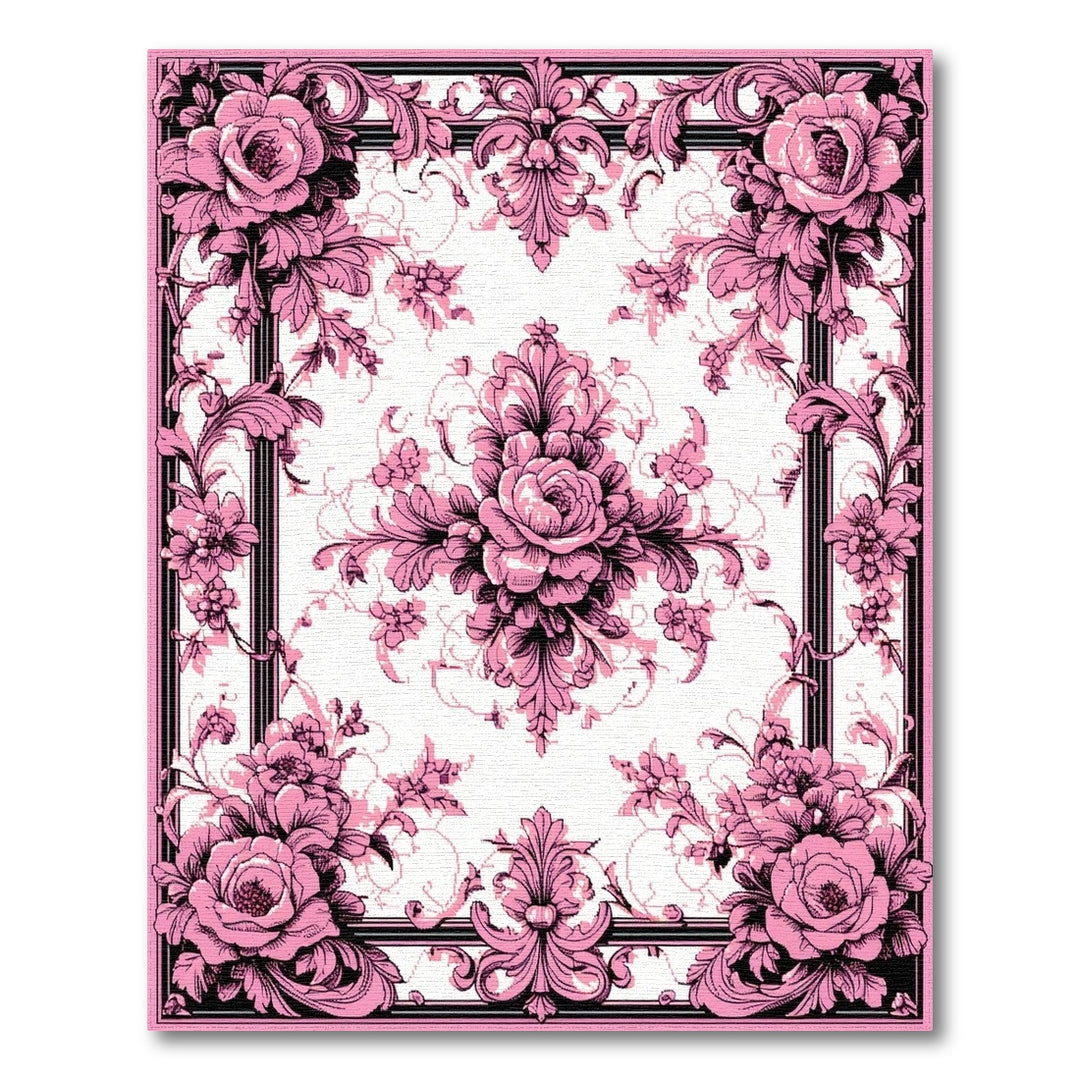 Pink Rose Floral Vintage Area Rug