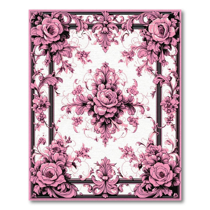 Pink Rose Floral Vintage Area Rug
