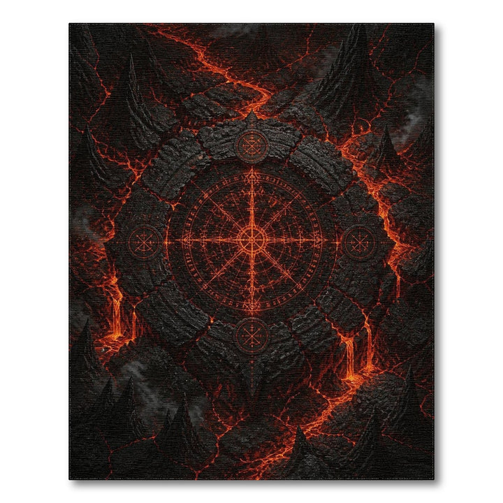 Red Geometric Rune Area Rug
