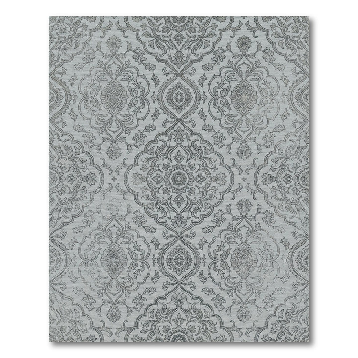 Classic Gray Filigree Damask Rug
