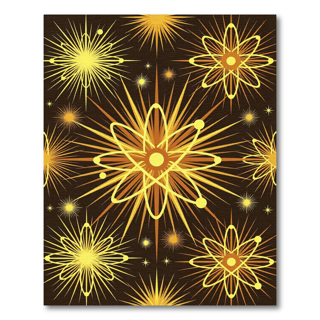 Golden Atom Burst Abstract Rug