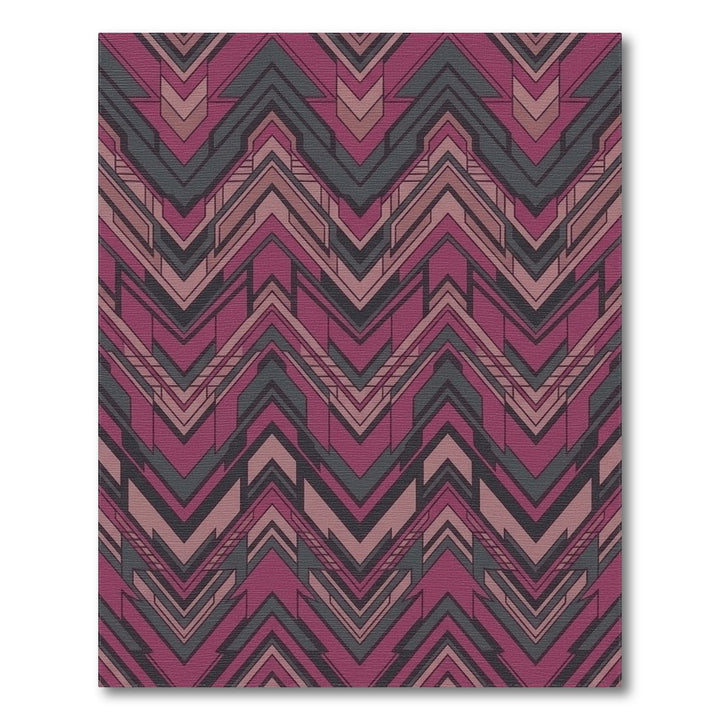 Crimson Gray Geometric Zigzag Rug