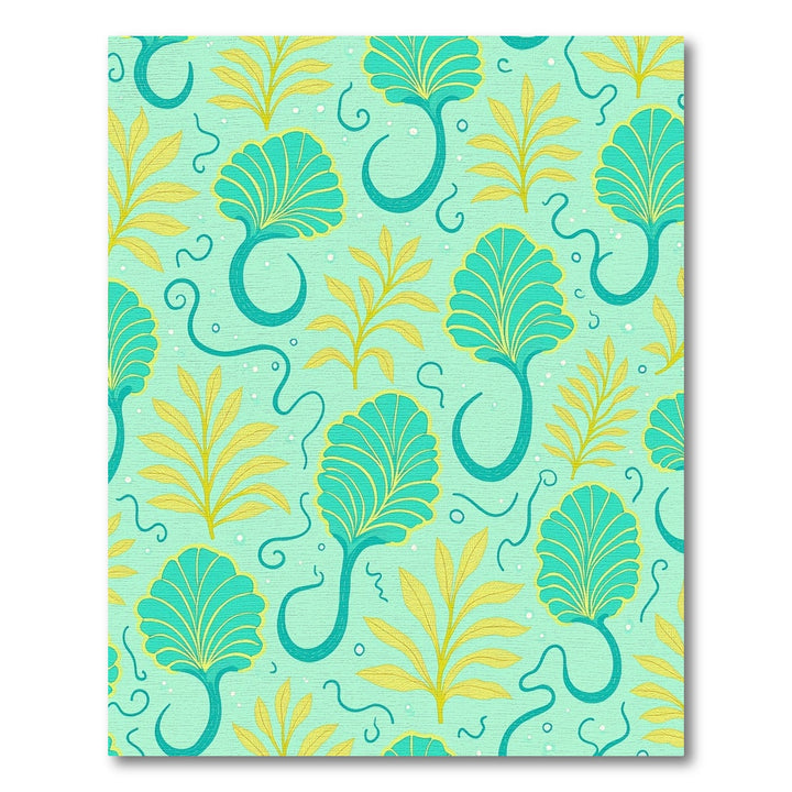 Teal Golden Leafy Swirls Rug