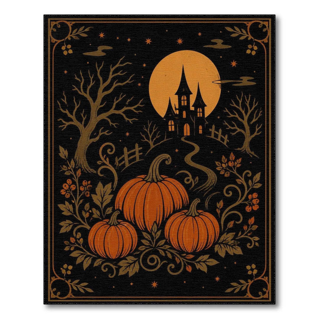 Pumpkin Haunted House Halloween Area Rug