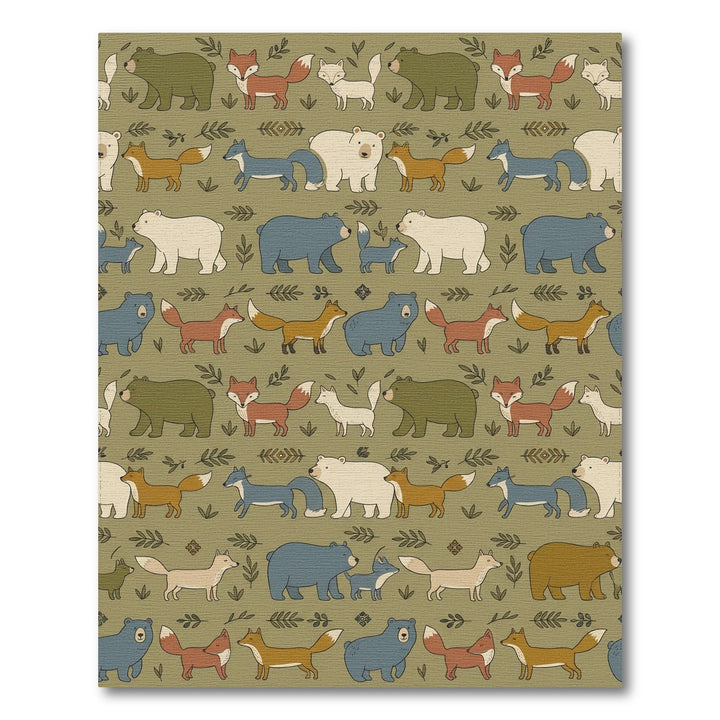 Woodland Animals Bear Fox Forest Friends Rug