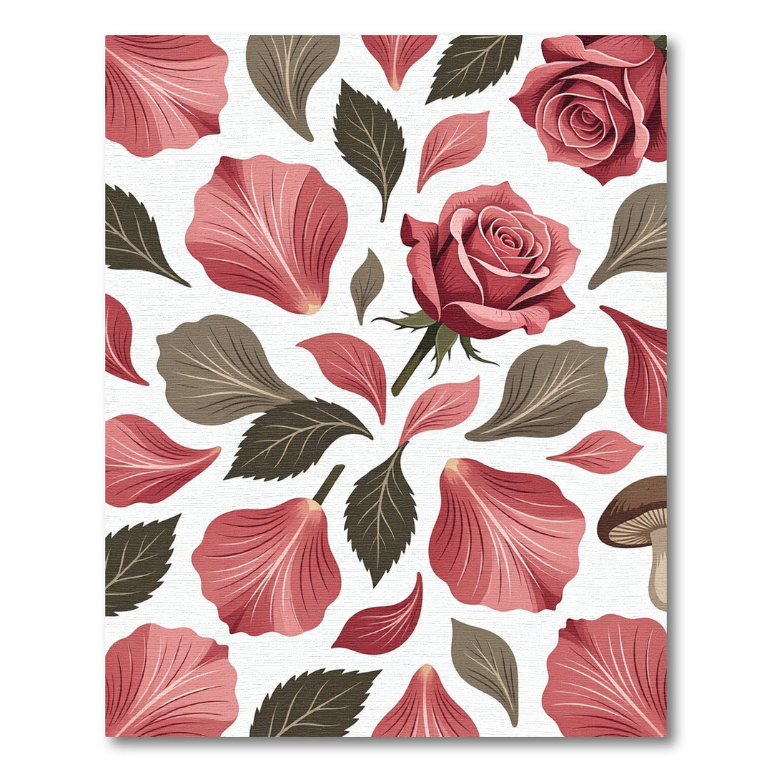 Floral Rose Petal and Mushroom Rug