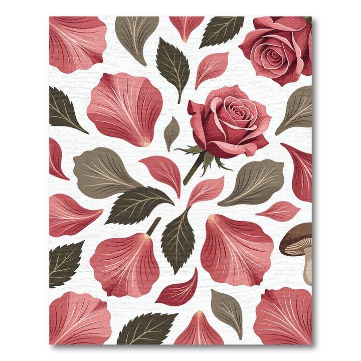 Floral Rose Petal and Mushroom Rug