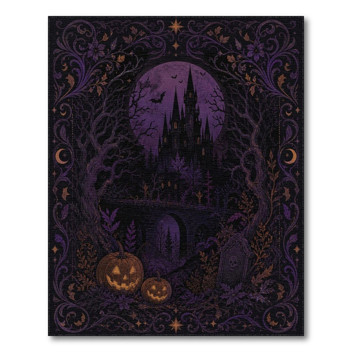 Mystical Purple Castle Halloween Area Rug