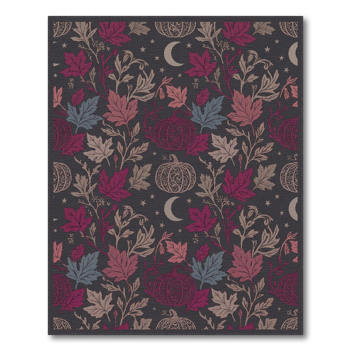 Crimson and Gray Pumpkin Moon Vine Rug