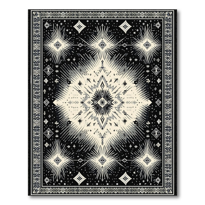 Black and White Geometric Modern Black White Geometric Starburst Area Rug