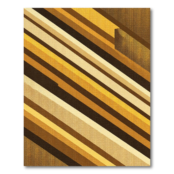 Golden Yellow Diagonal Stripe Rug