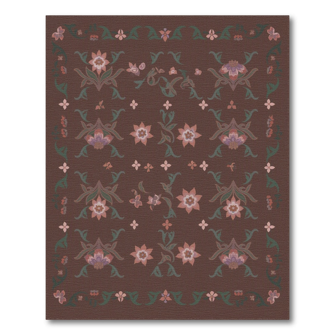 Brown Floral Vintage Area Rug