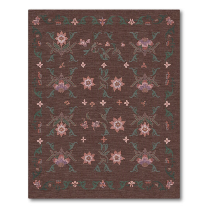 Brown Floral Vintage Area Rug