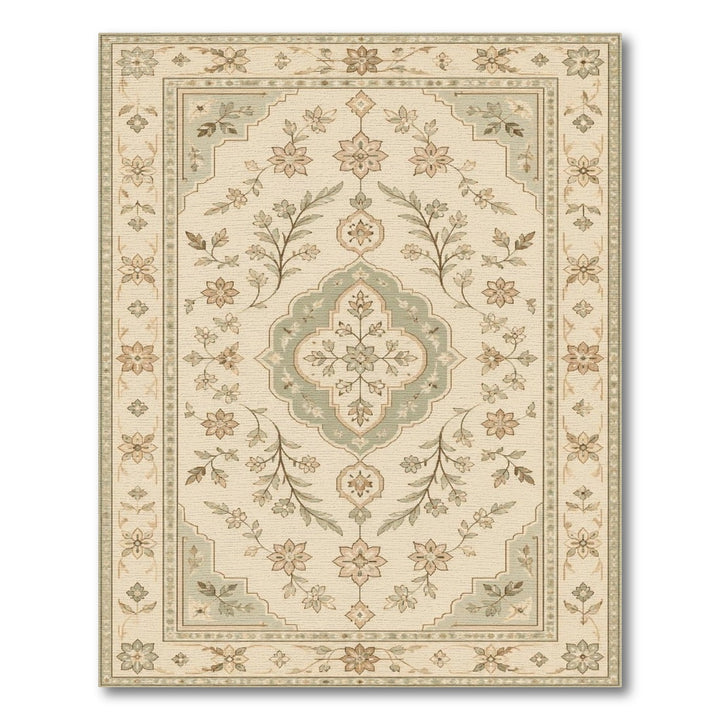 Beige Vintage Floral Medallion Area Rug