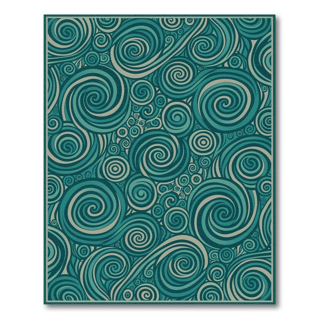 Teal Swirl Abstract Area Rug
