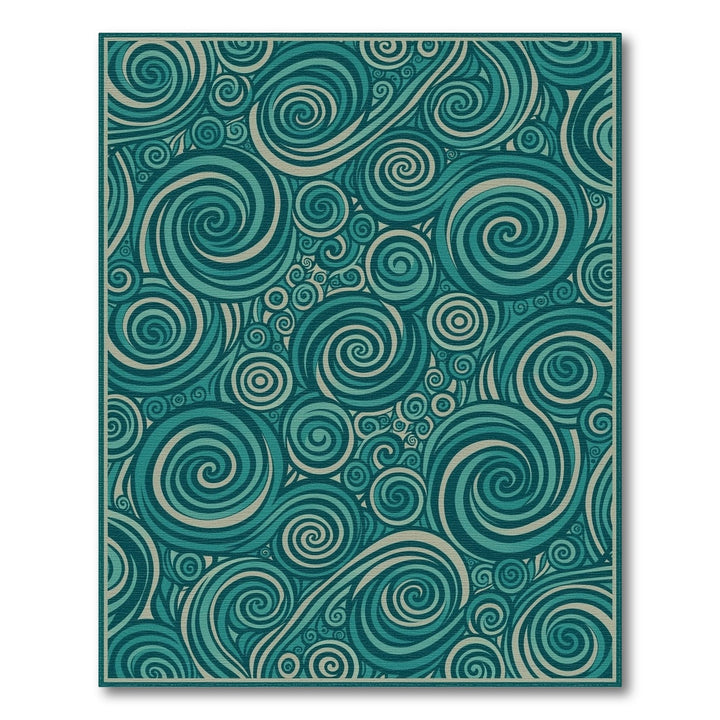 Teal Swirl Abstract Area Rug
