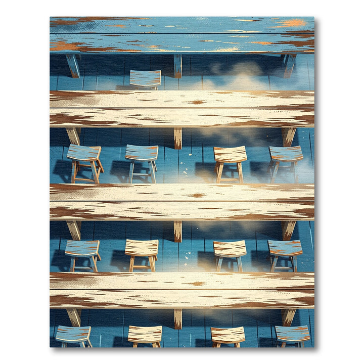 Coastal Blue Weathered Wood Stripe Rug