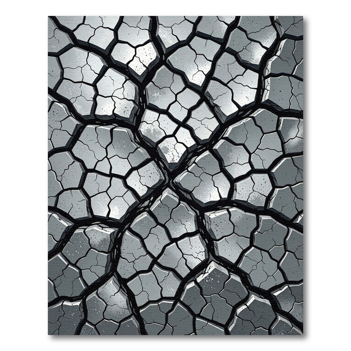 Abstract Cracked Rock Ceramic Rug