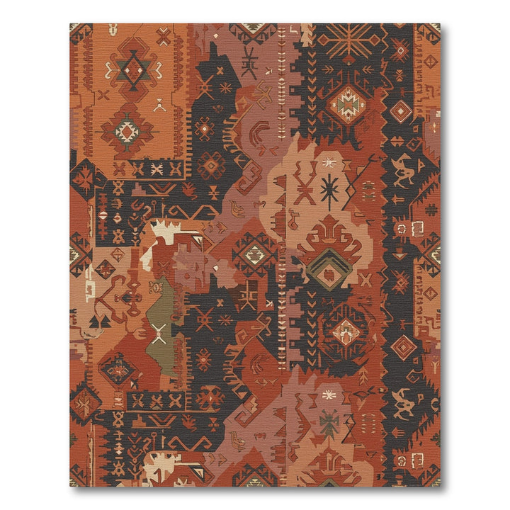 Earthy Ochre Abstract Tribal Patchwork Rug