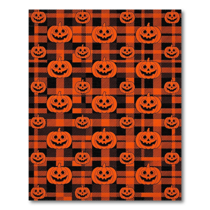 Kids Cartoon Orange Pumpkin Plaid Area Rug