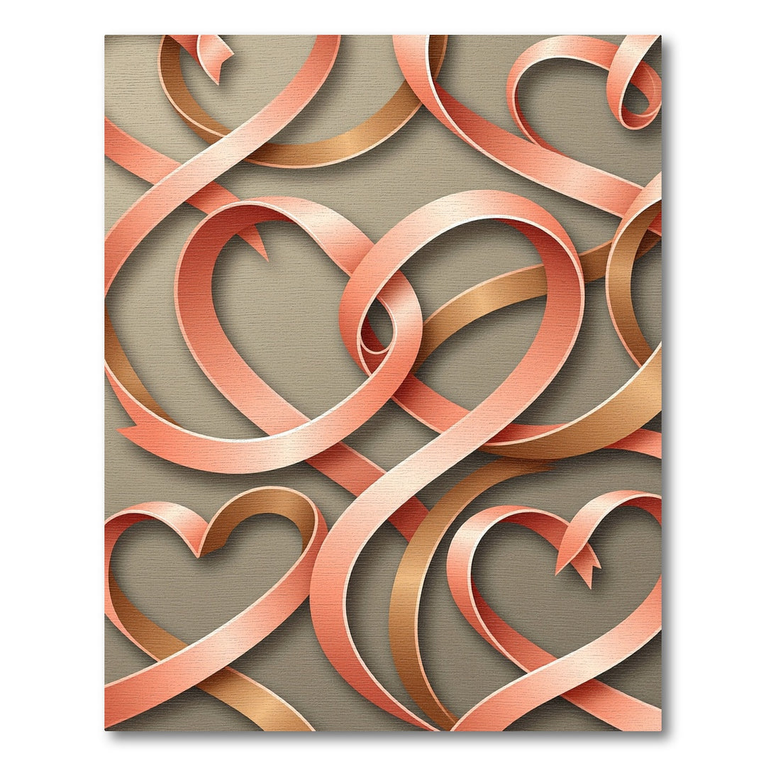 Rose Gold Ribbon Hearts Rug