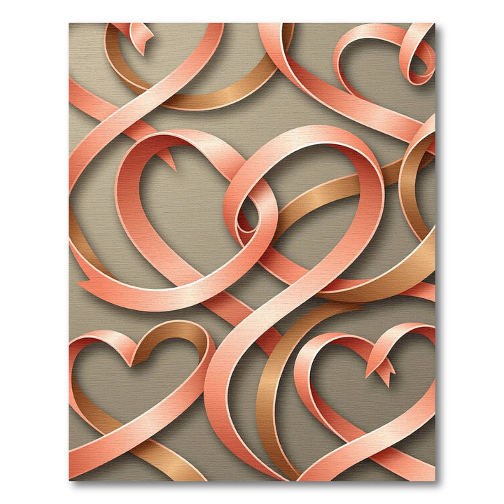 Rose Gold Ribbon Hearts Rug