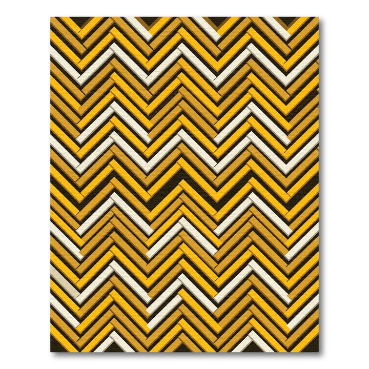Golden Yellow Herringbone Texture Rug