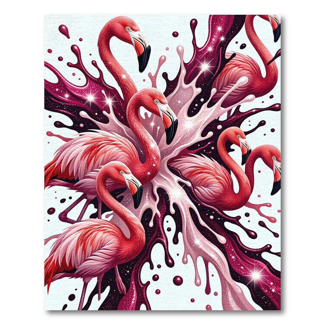 Vibrant Pink Flamingo Splash Swirl Rug