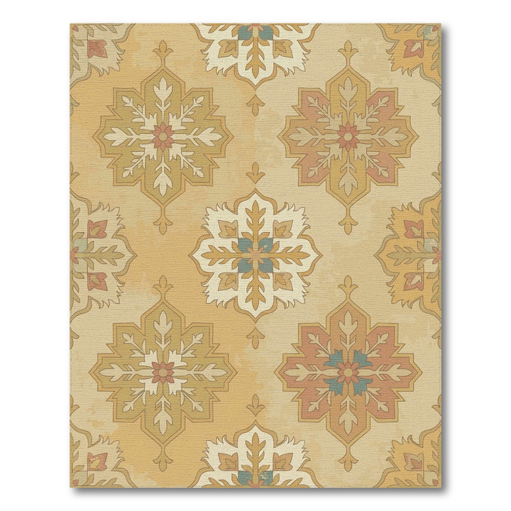 Golden Ochre Floral Starburst Medallion Rug