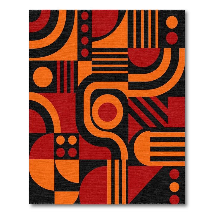 Bold Geometric Orange Red Area Rug