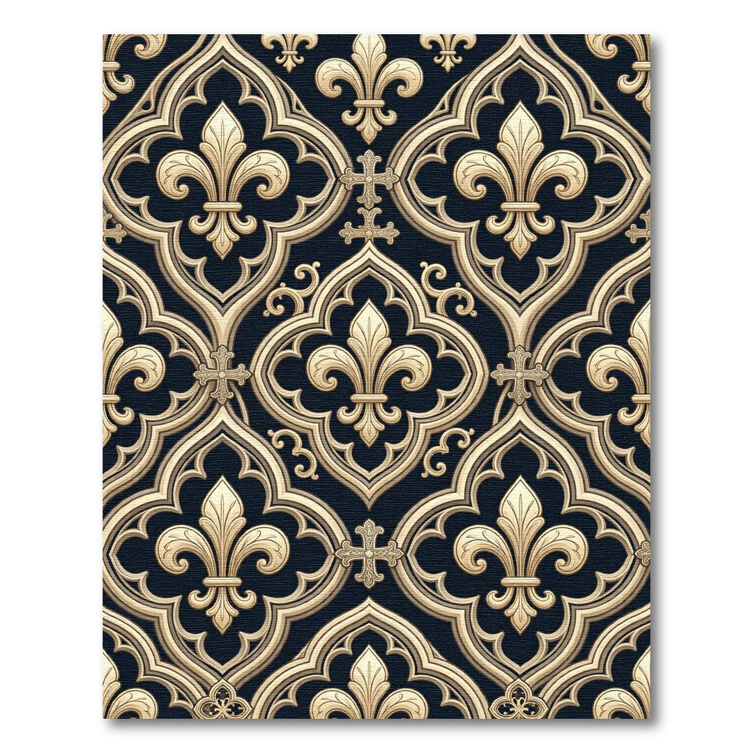 Elegant Gold Fleur-de-lis Cross Rug