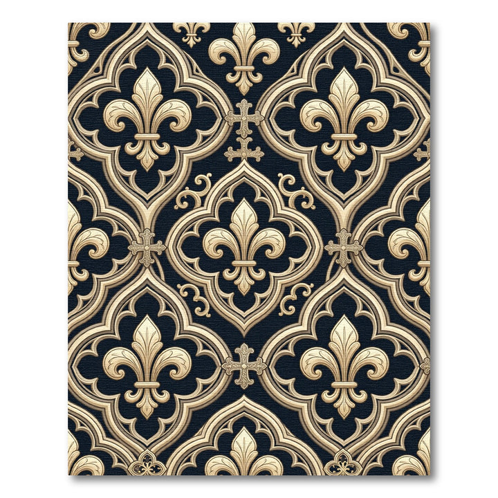 Elegant Gold Fleur-de-lis Cross Rug