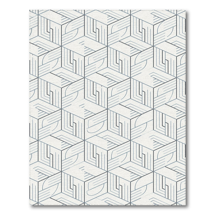 Blue Geometric Cube Area Rug