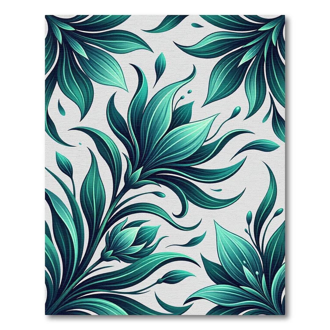 Emerald Green Tropical Leaf Garden Rug