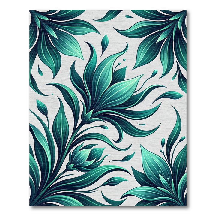 Emerald Green Tropical Leaf Garden Rug