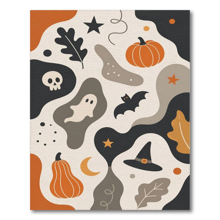 Halloween Abstract Area Rug with Pumpkins