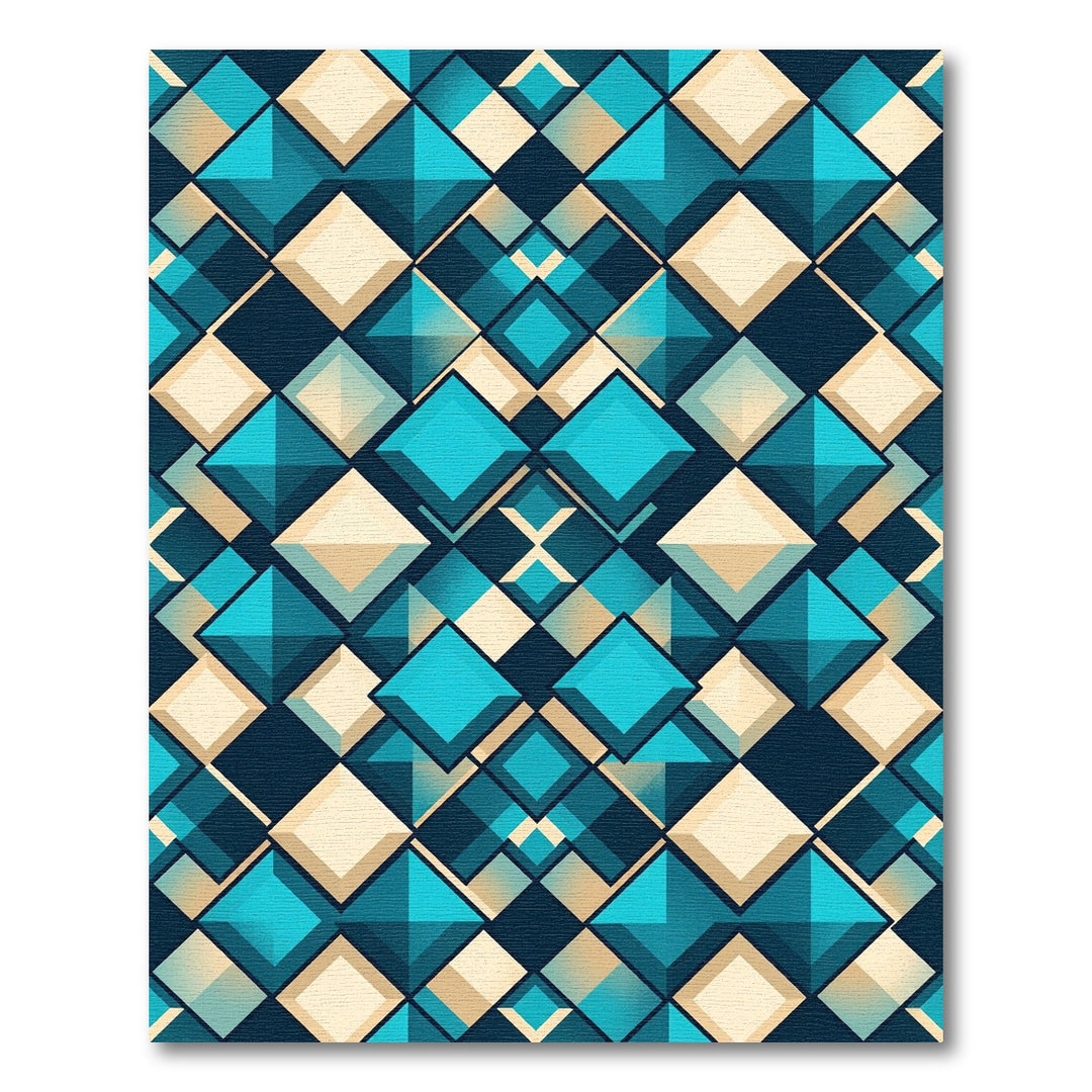 Abstract Teal Diamond Geo Rug