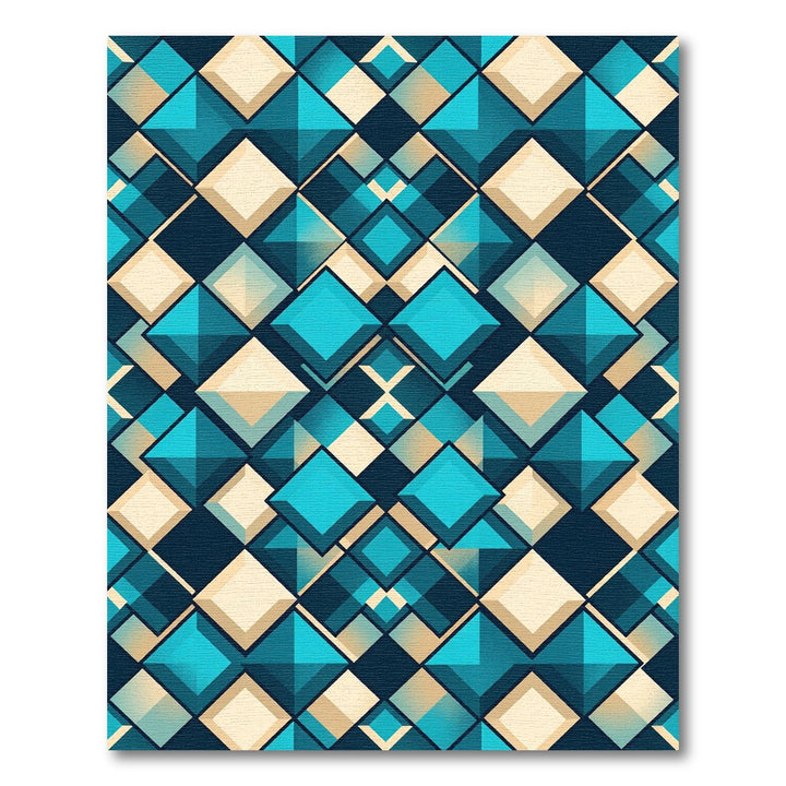 Abstract Teal Diamond Geo Rug