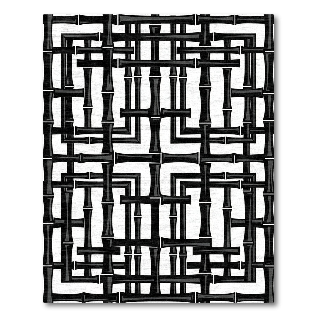 Black Bamboo Interlocking Bars Rug