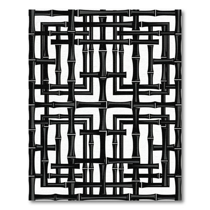Black Bamboo Interlocking Bars Rug