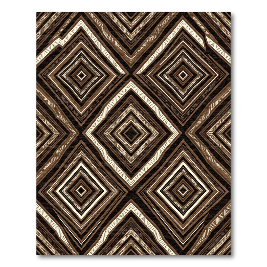 Brown White Geometric Diamond Harmony Rug