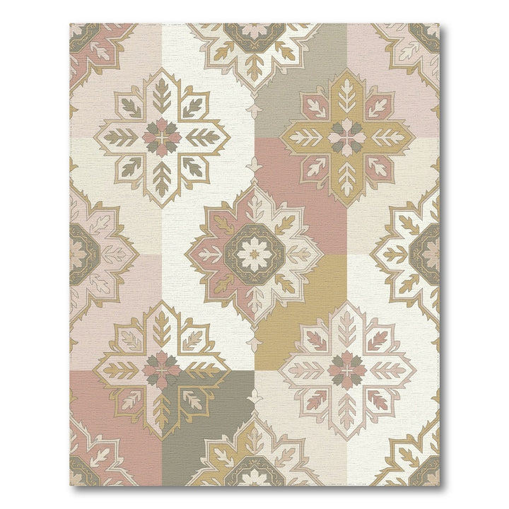 Soft Pastel Geometric Medallion Rug