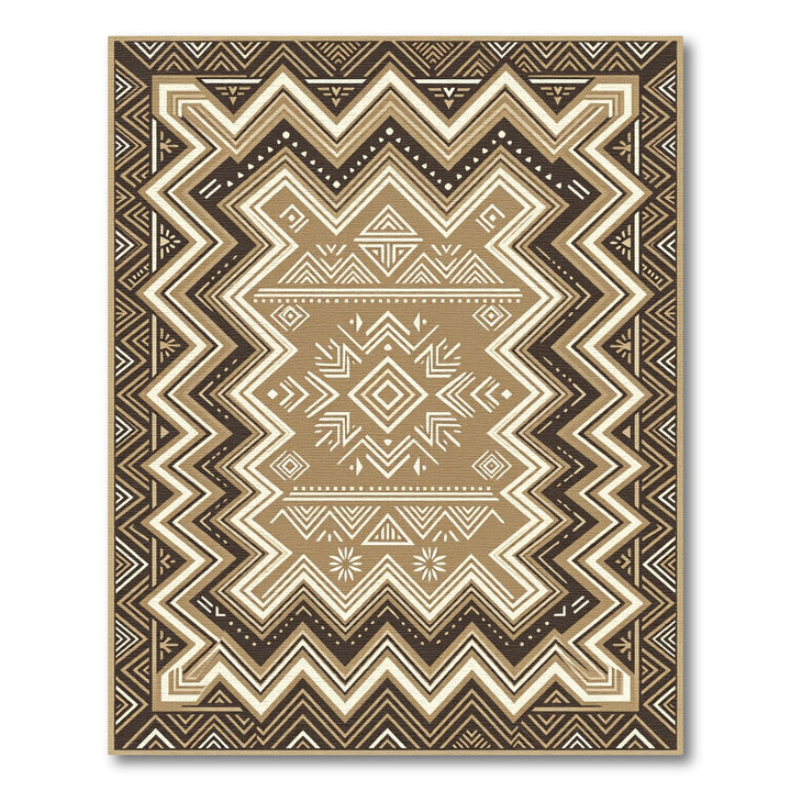 Geometric Zigzag Tribal Brown Rug