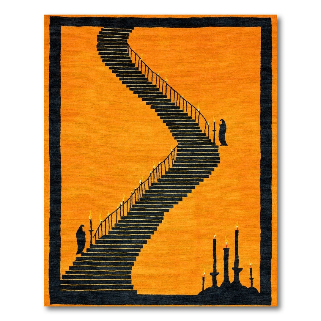 Candlelit Staircase Orange Area Rug