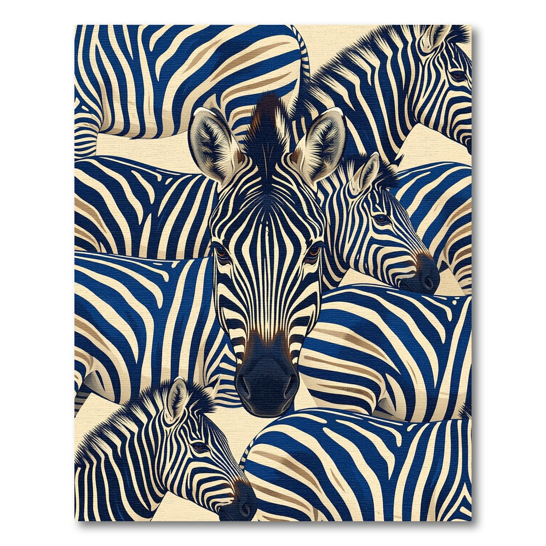Bold Blue Zebra Stripes Collage Rug