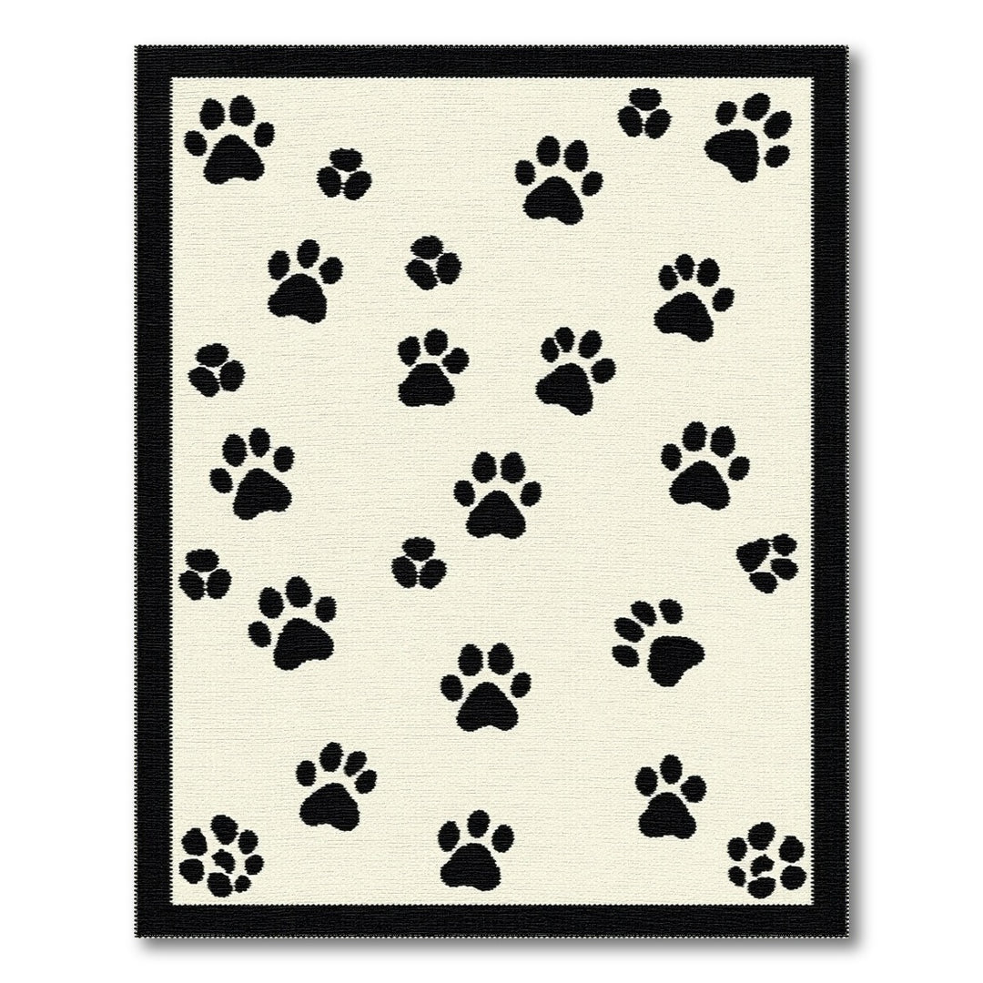 Black Paw Print Area Rug